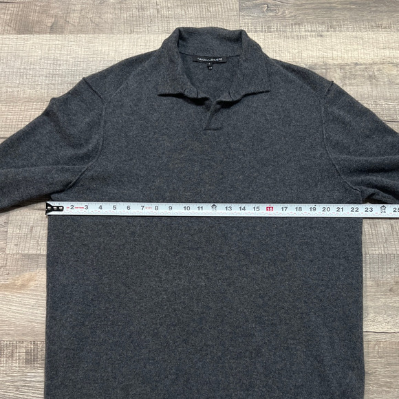 Naked Cashmere Size XL 100% Cashmere Collared Polo Sweater Minimalist Grey - Picture 6 of 7